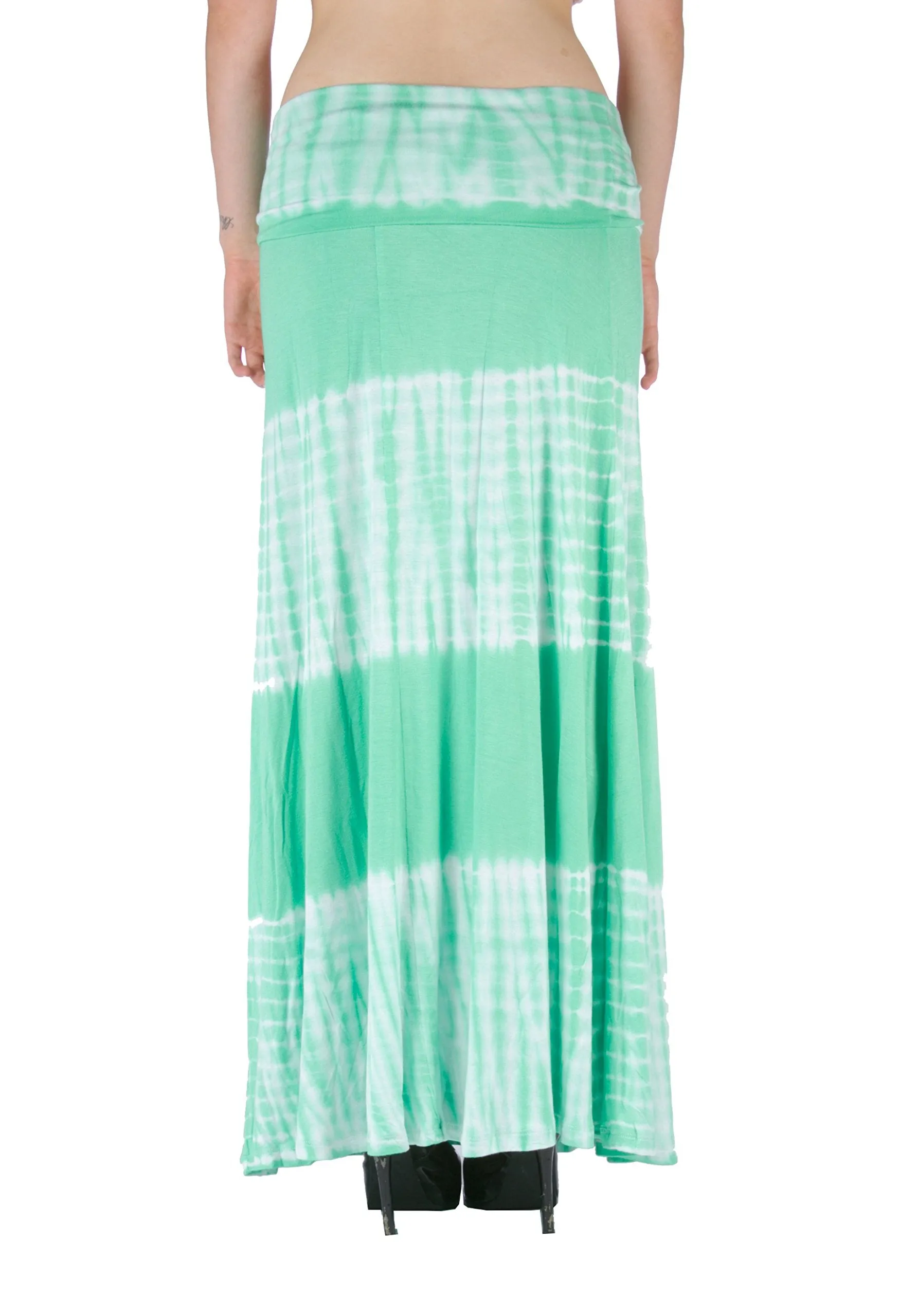 Hollywood Star Fashion Women's Basic Stretch Solid Colored Plain Maxi Long Skirt