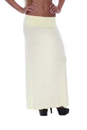 Hollywood Star Fashion Women's Basic Stretch Solid Colored Plain Maxi Long Skirt