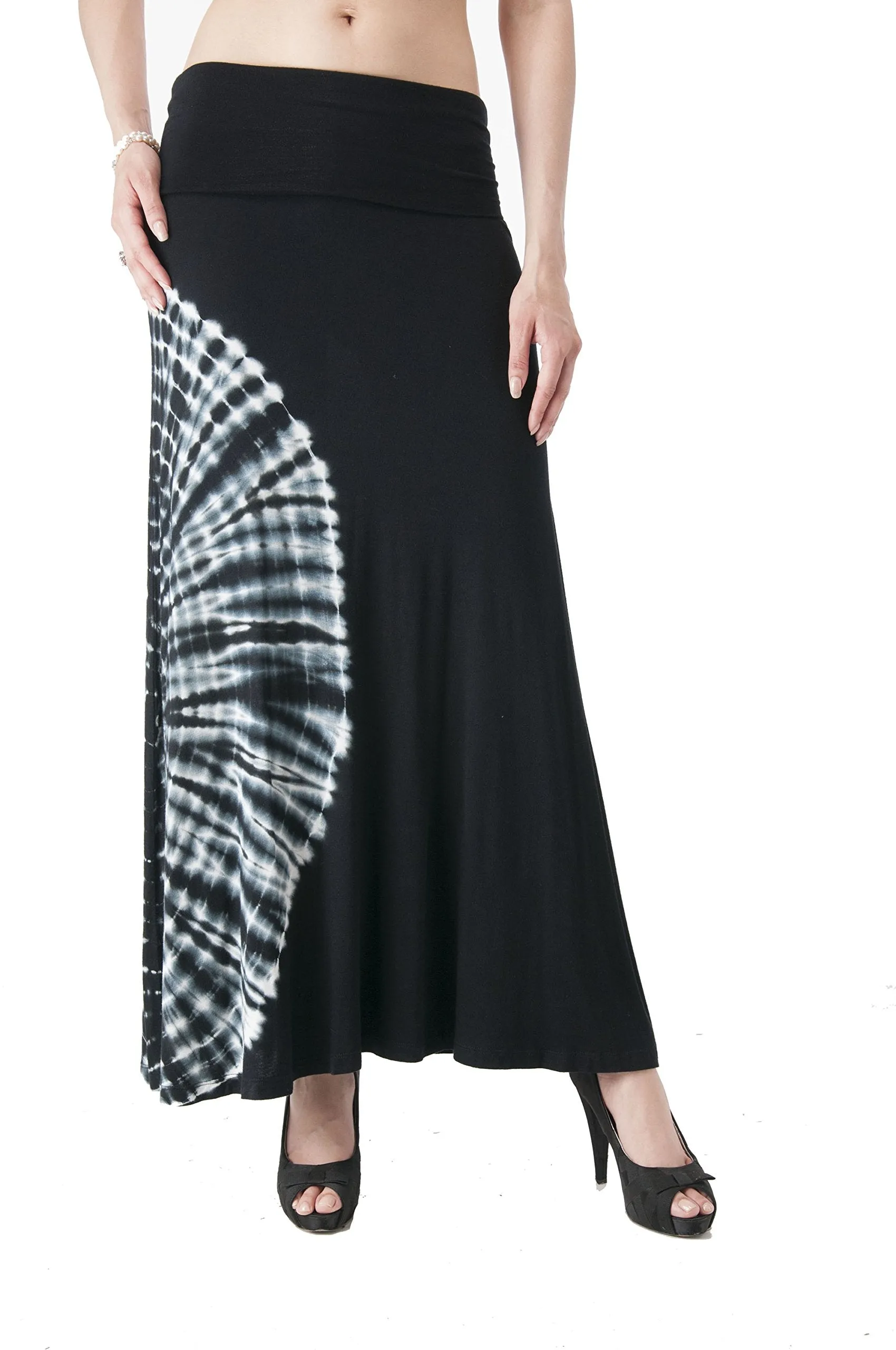 Hollywood Star Fashion Women's Basic Stretch Solid Colored Plain Maxi Long Skirt