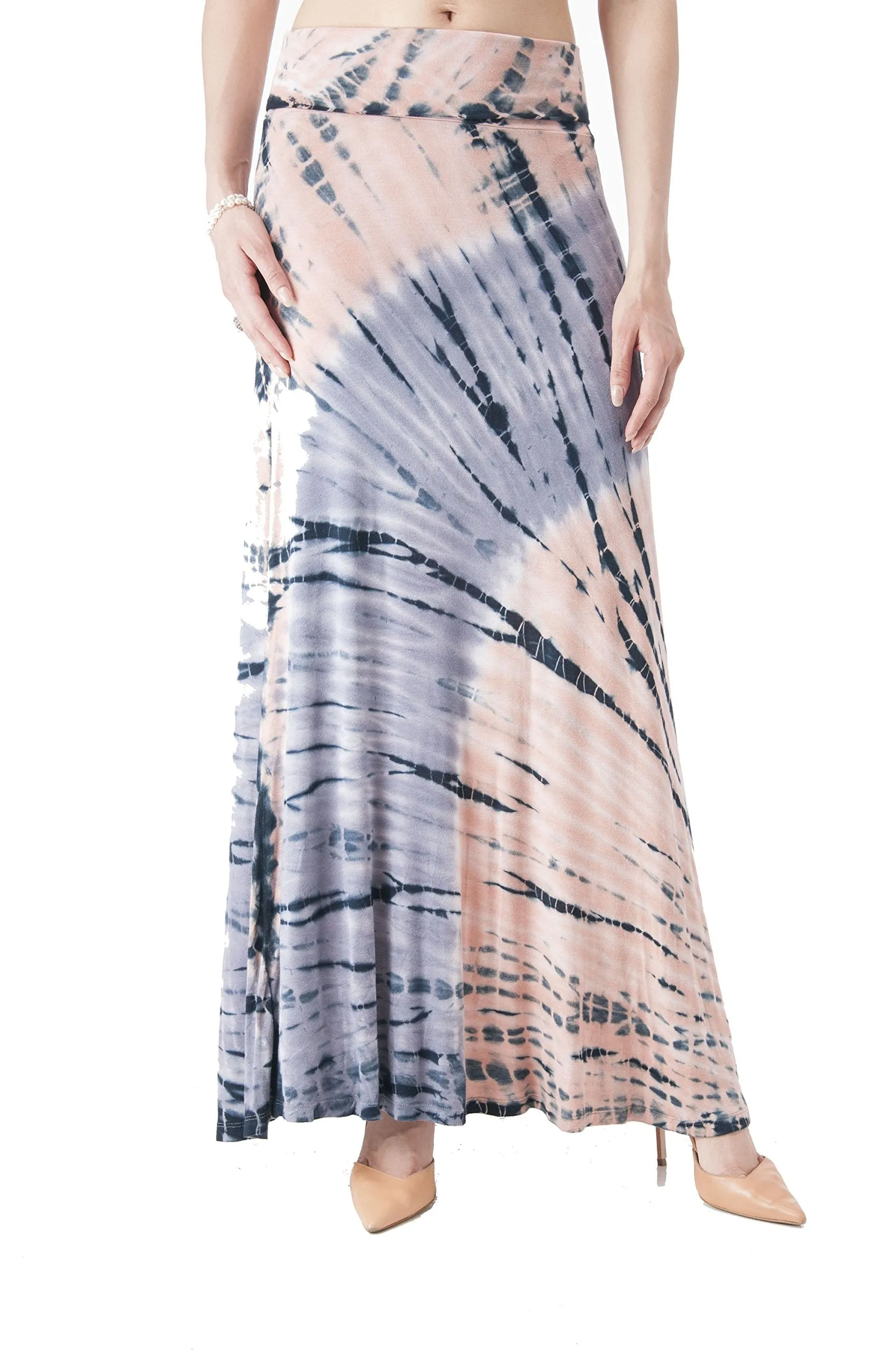 Hollywood Star Fashion Women's Basic Stretch Solid Colored Plain Maxi Long Skirt