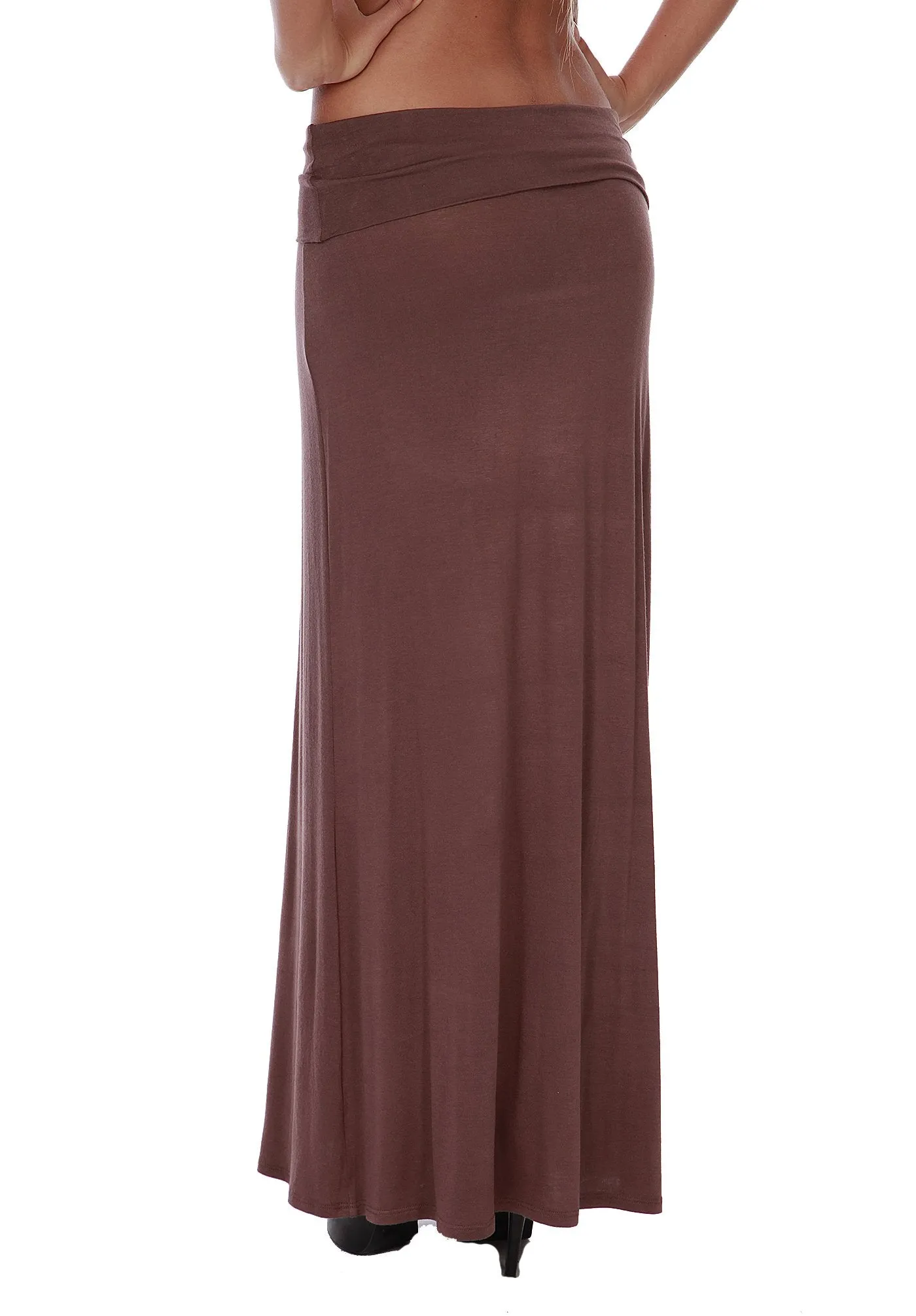 Hollywood Star Fashion Women's Basic Stretch Solid Colored Plain Maxi Long Skirt