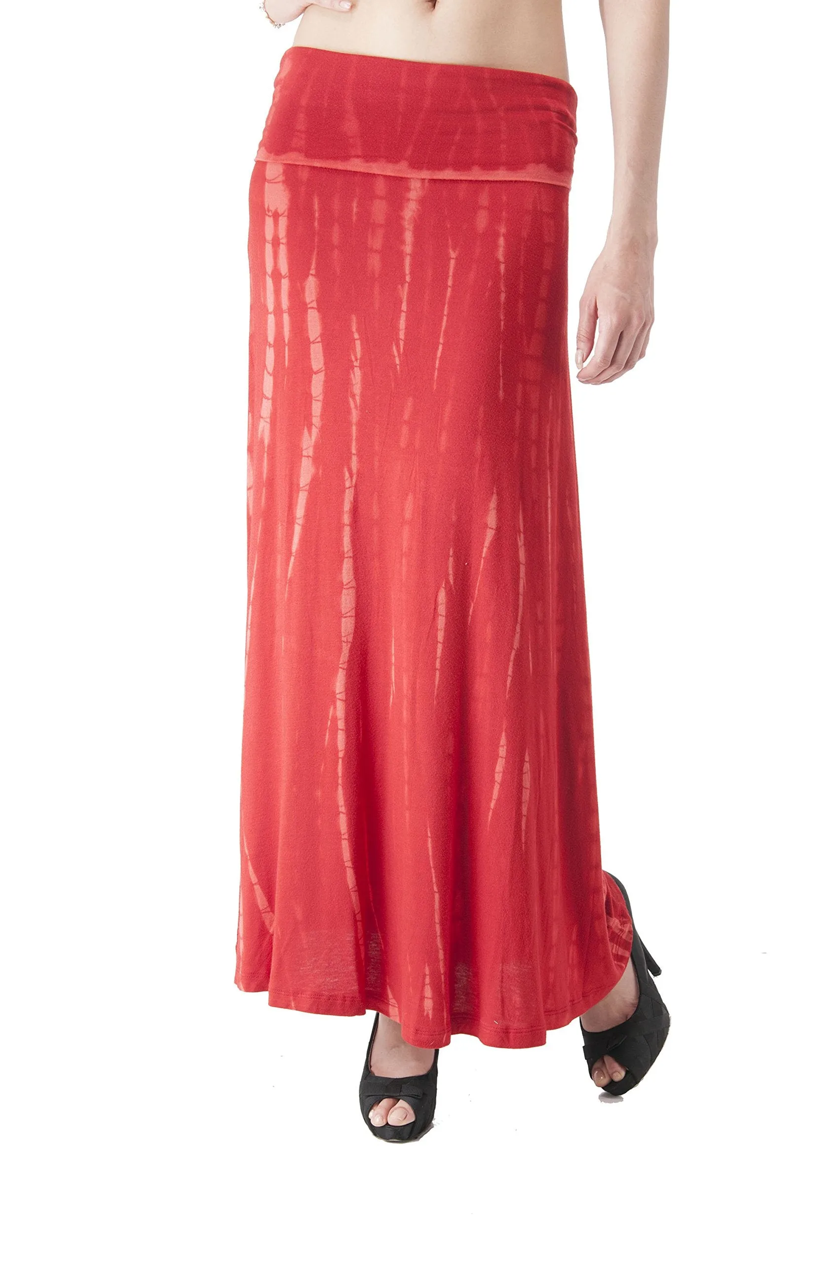 Hollywood Star Fashion Women's Basic Stretch Solid Colored Plain Maxi Long Skirt