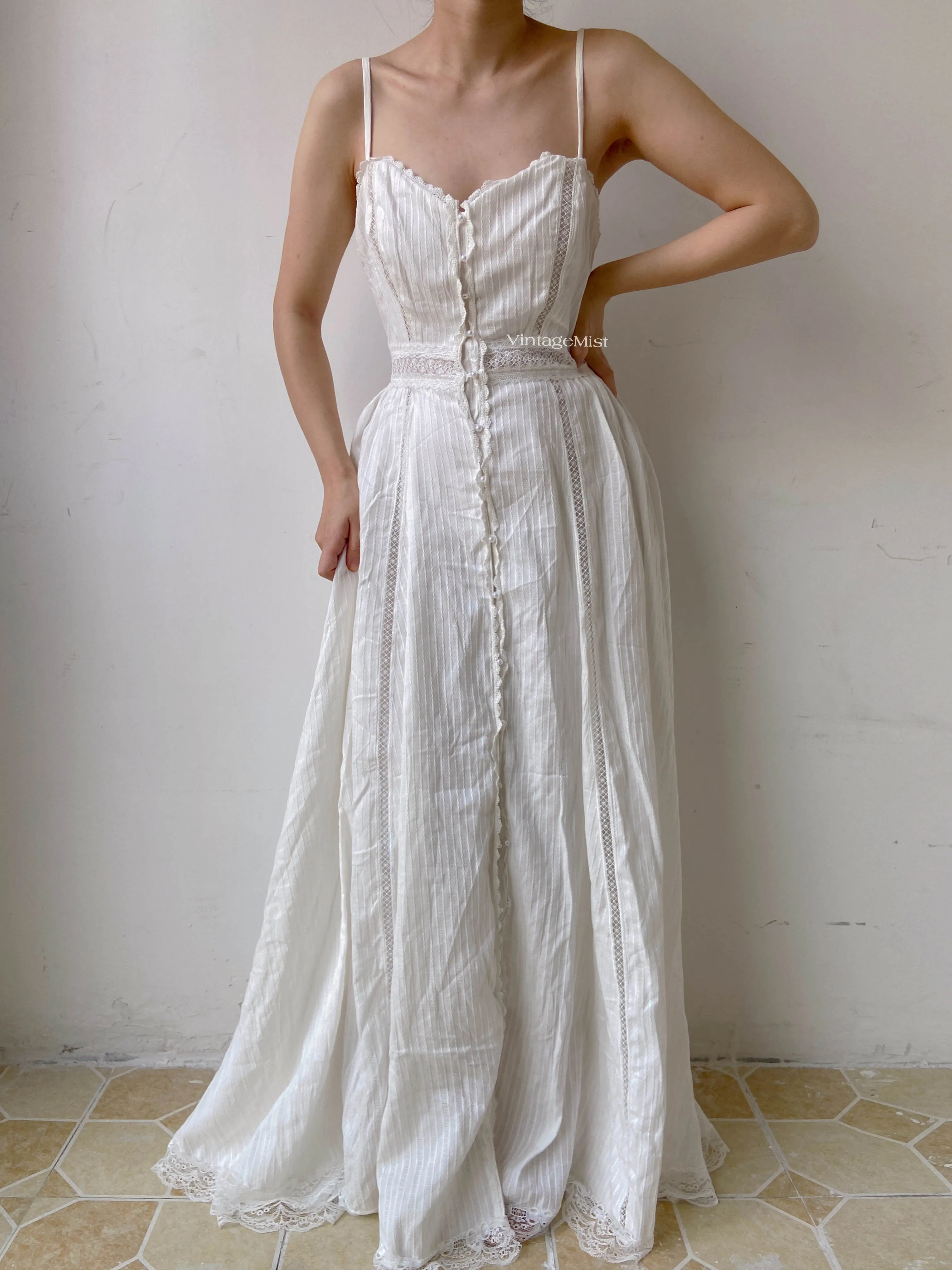 Lace Trim Beaded Cami Dress