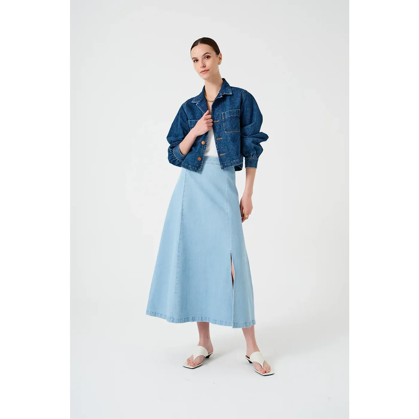 Light Blue Denim Slip Skirt