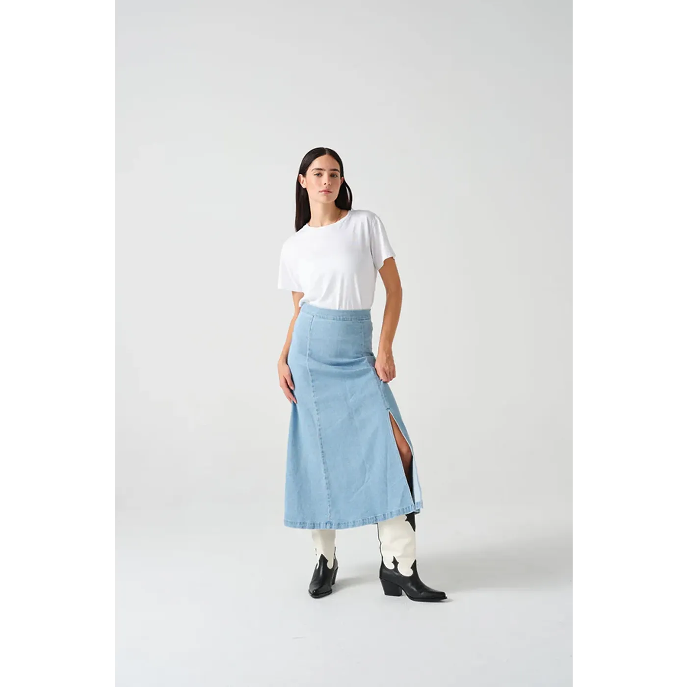 Light Blue Denim Slip Skirt