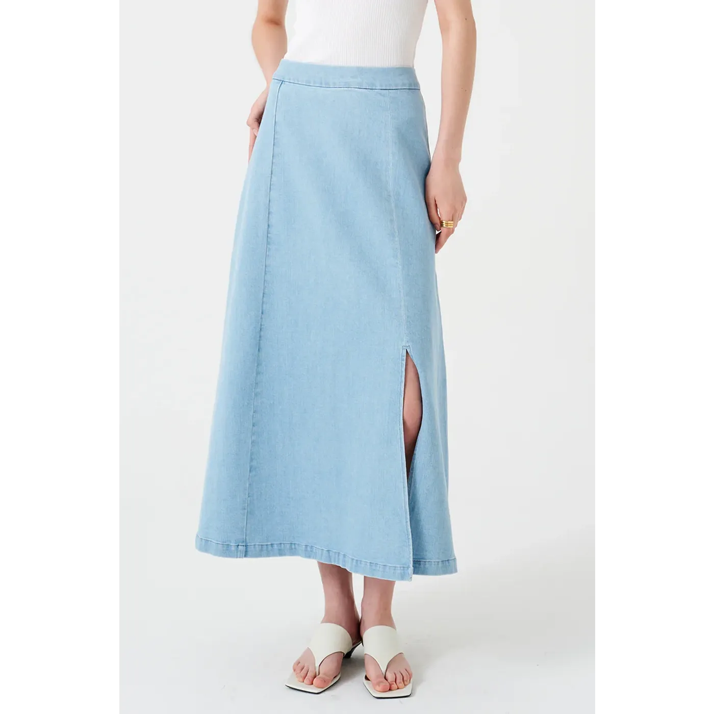Light Blue Denim Slip Skirt