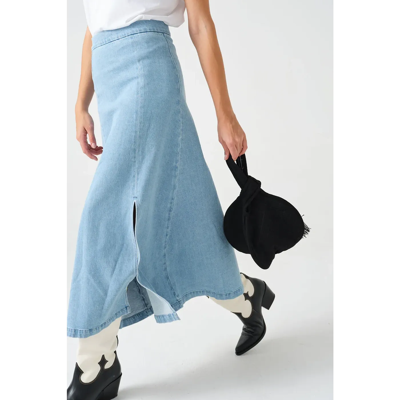 Light Blue Denim Slip Skirt