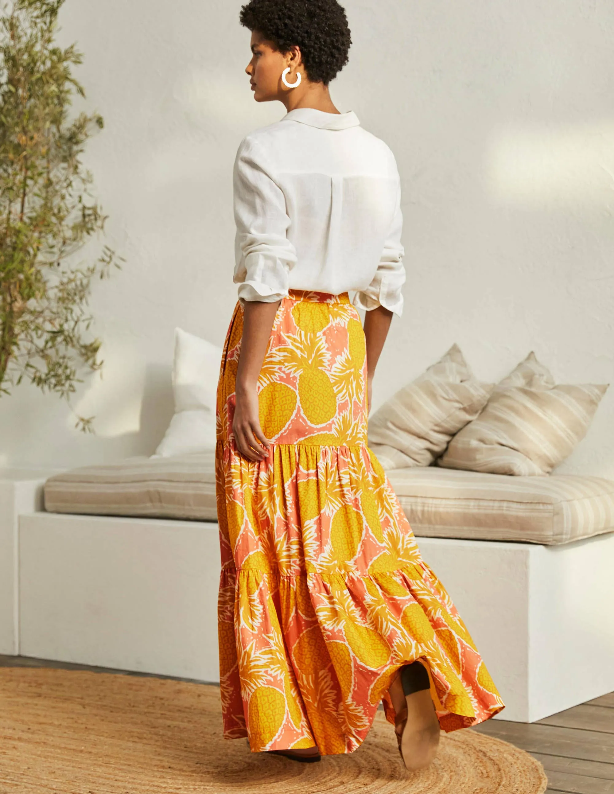 Lorna Tiered Maxi Skirt-Brioche, Pineapple Cluster