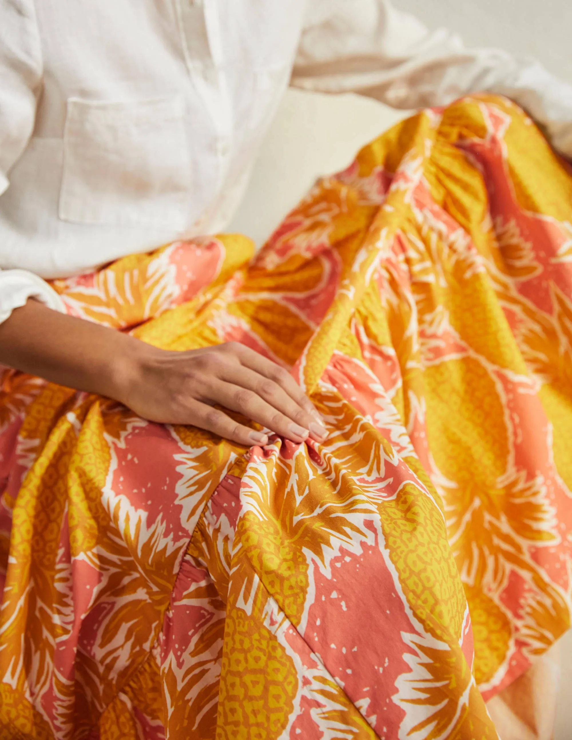 Lorna Tiered Maxi Skirt-Brioche, Pineapple Cluster