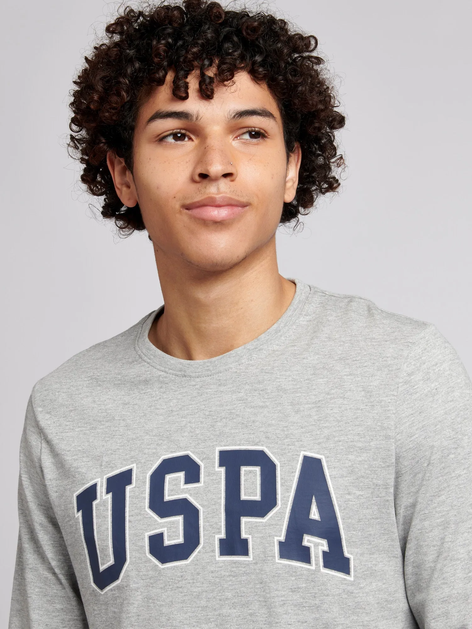 Men Arch Graphic Long Sleeve T-Shirt in Vintage Grey Heather