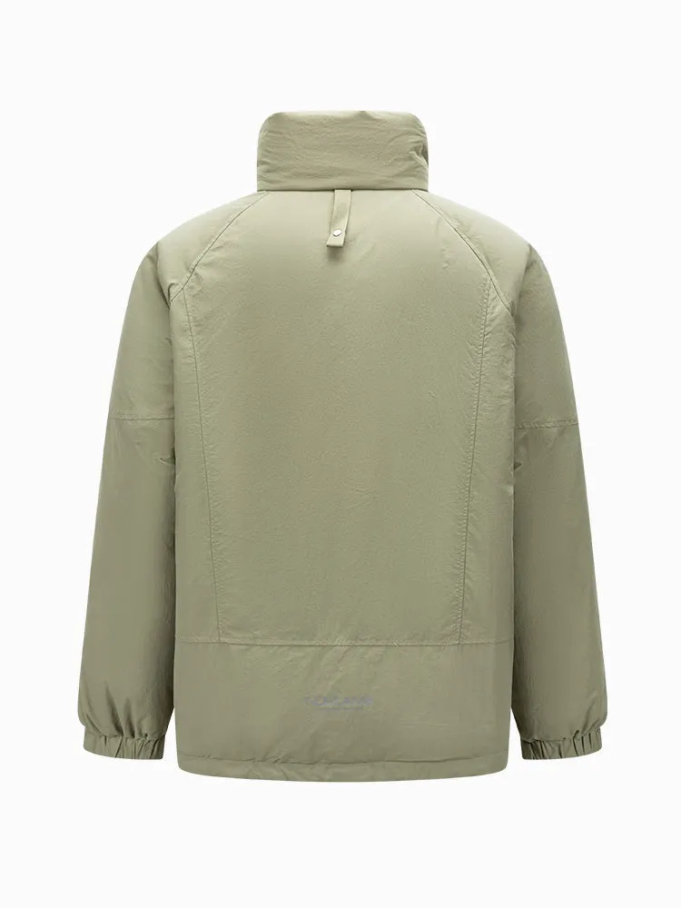 Men's ash card medium length thick down jacket