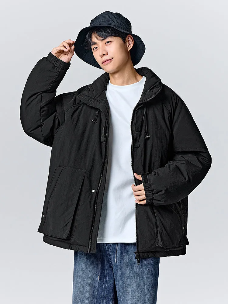 Men's ash card medium length thick down jacket