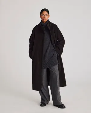 Nellie Wool Coat - Mulch/ Ecru Herringbone