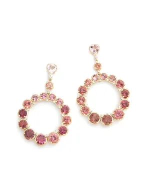 Ombré Circular, 18K Yellow Gold, Pink Tourmaline   Diamond Earrings