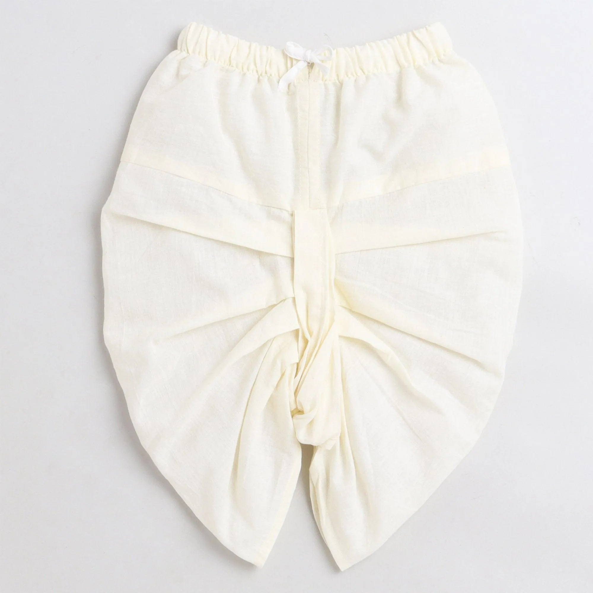 Polka Tots Dhoti Kurta Set for Boys 100% Super Soft Cotton Traditional Ethnic Wear For Kids Yellow Elephant - Cream