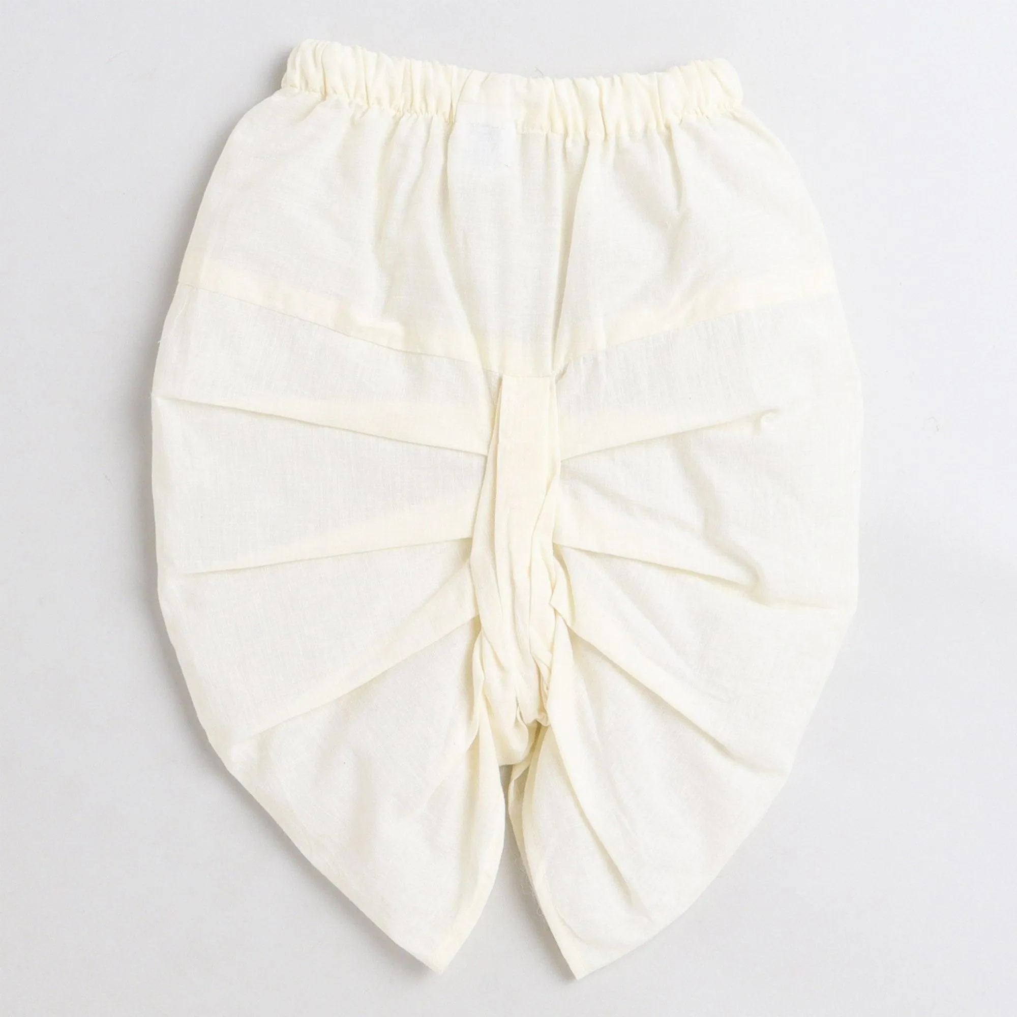 Polka Tots Dhoti Kurta Set for Boys 100% Super Soft Cotton Traditional Ethnic Wear For Kids Yellow Elephant - Cream