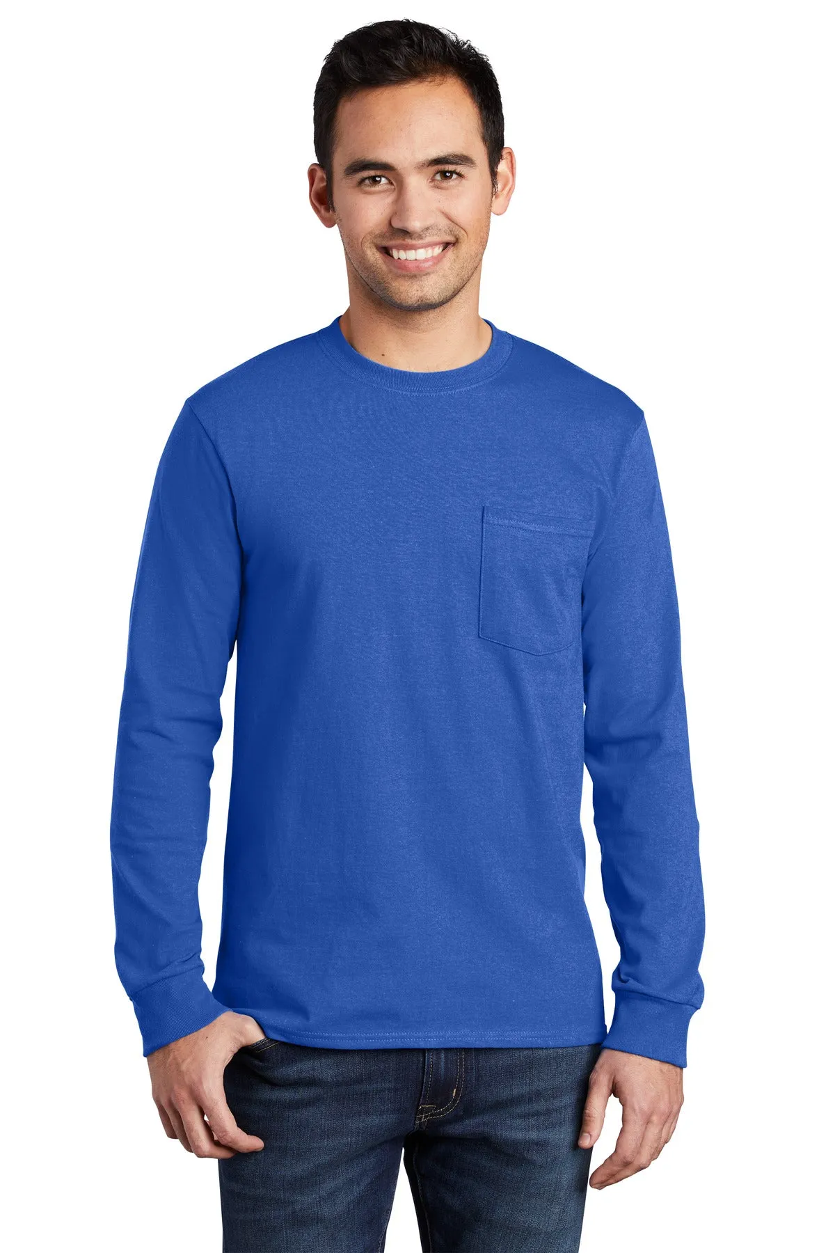 Port & Company® - Long Sleeve Essential Pocket Tee.  PC61LSP