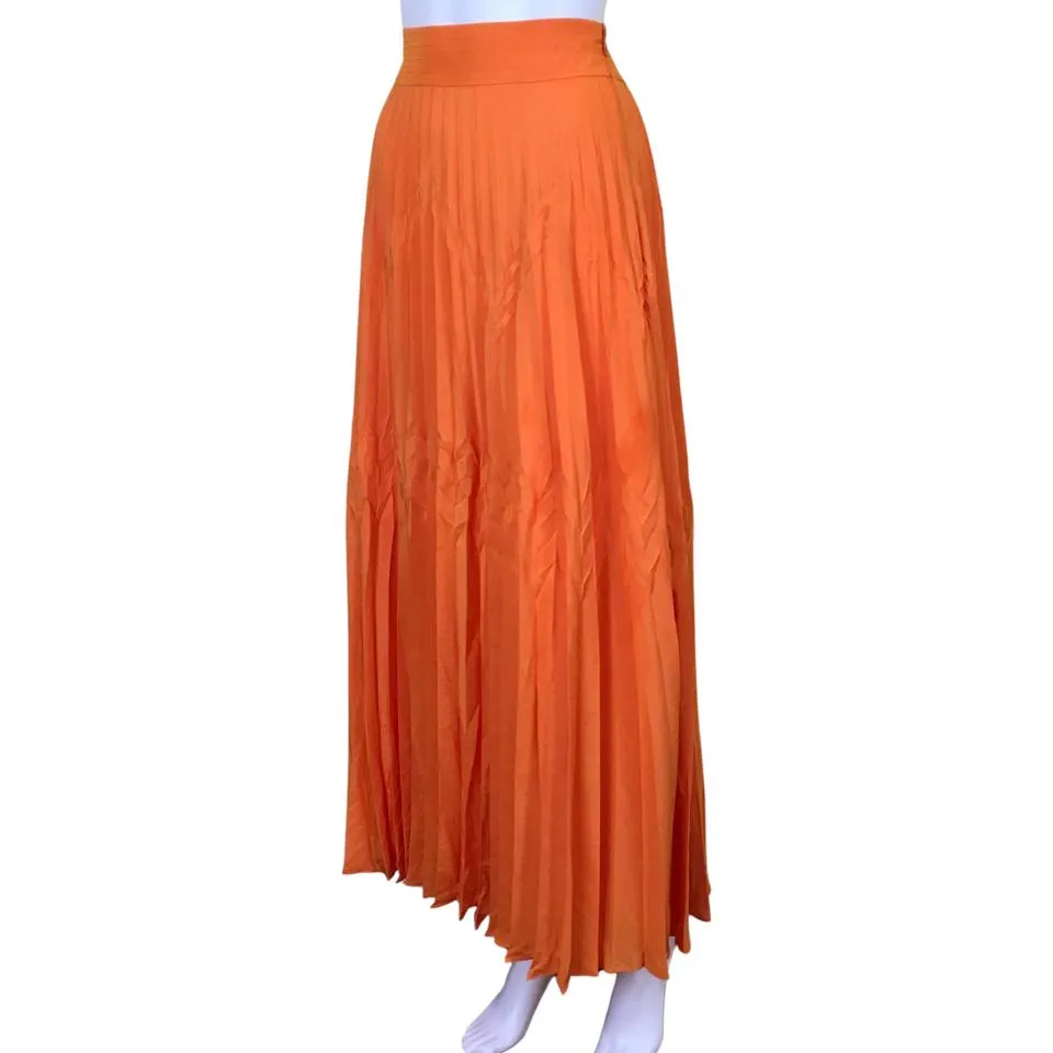 Ramy Brook Women's Lace Details High Waist Maxi Skirt Orange Sz 4