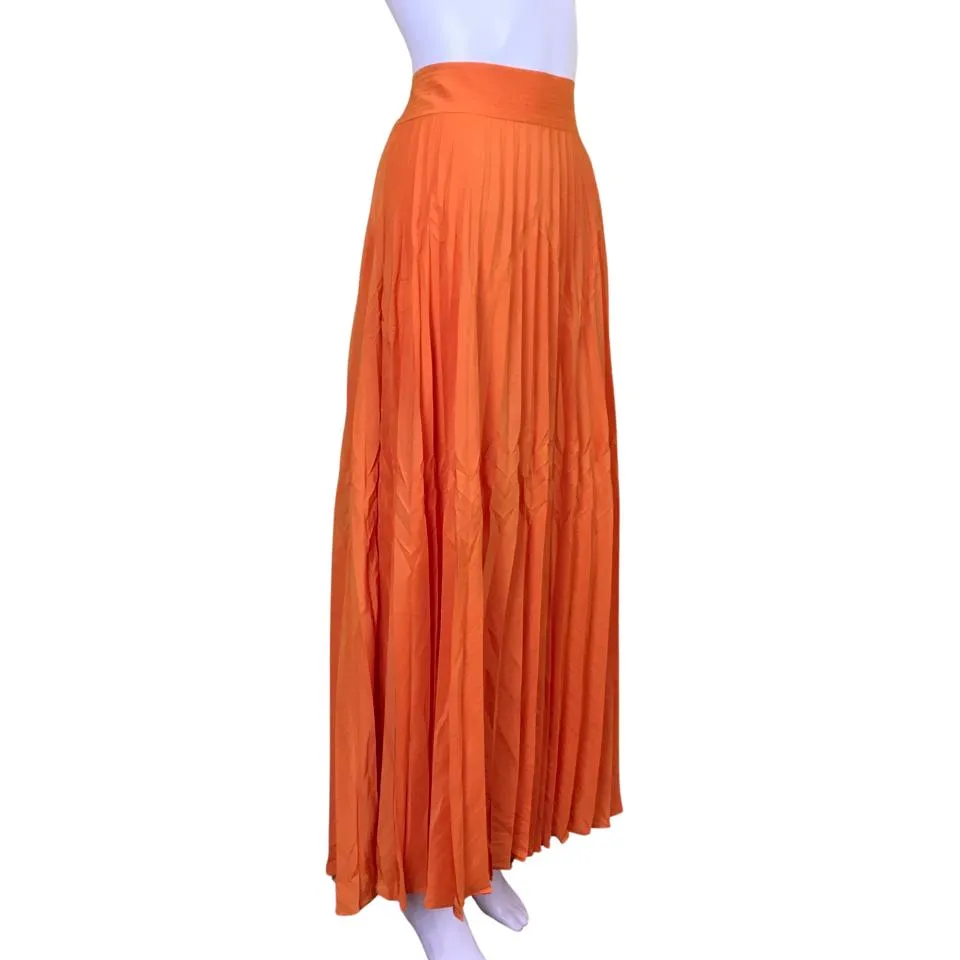 Ramy Brook Women's Lace Details High Waist Maxi Skirt Orange Sz 4