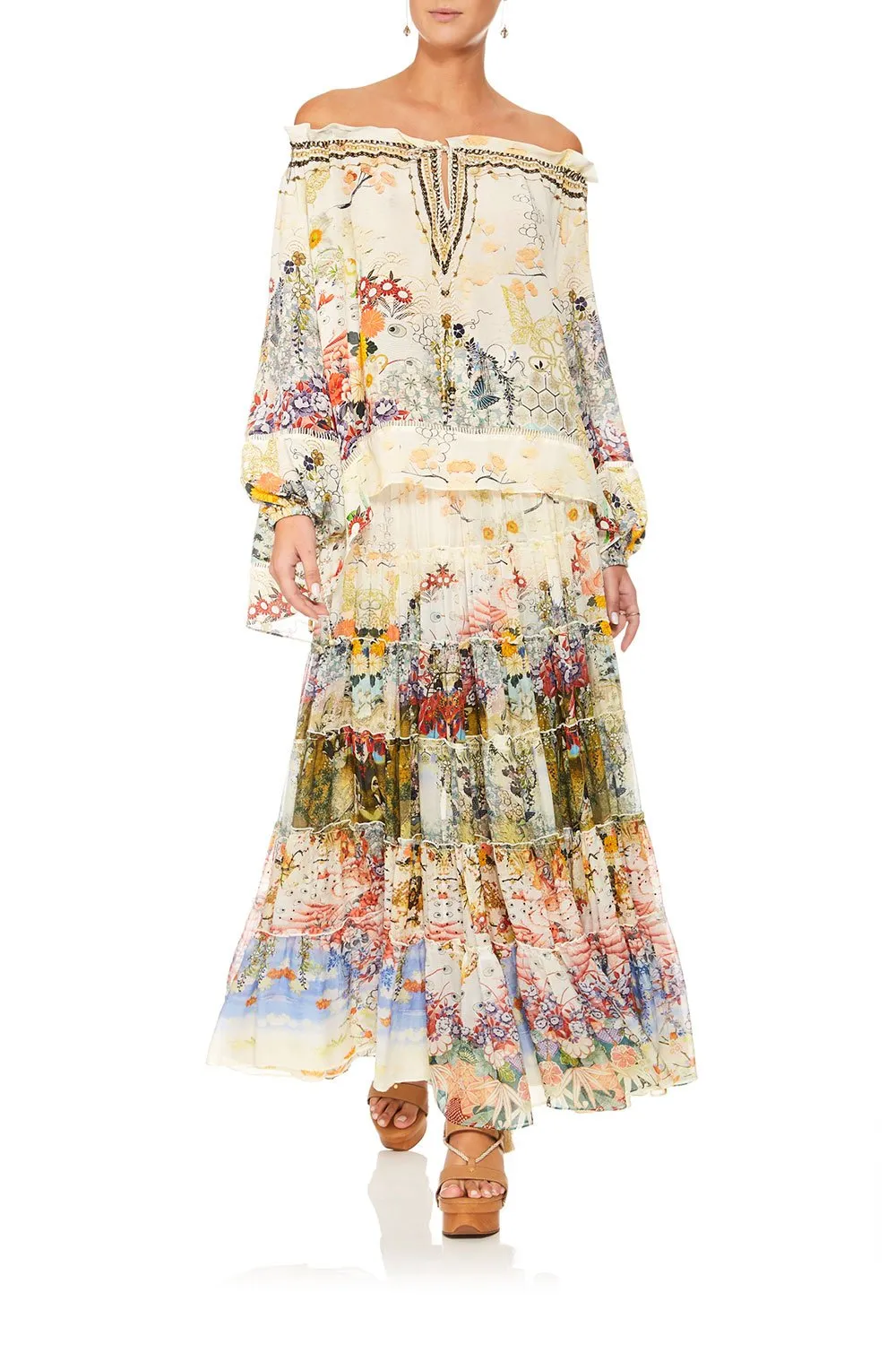 SHEER TIERED MAXI SKIRT LADY LABYRINTH