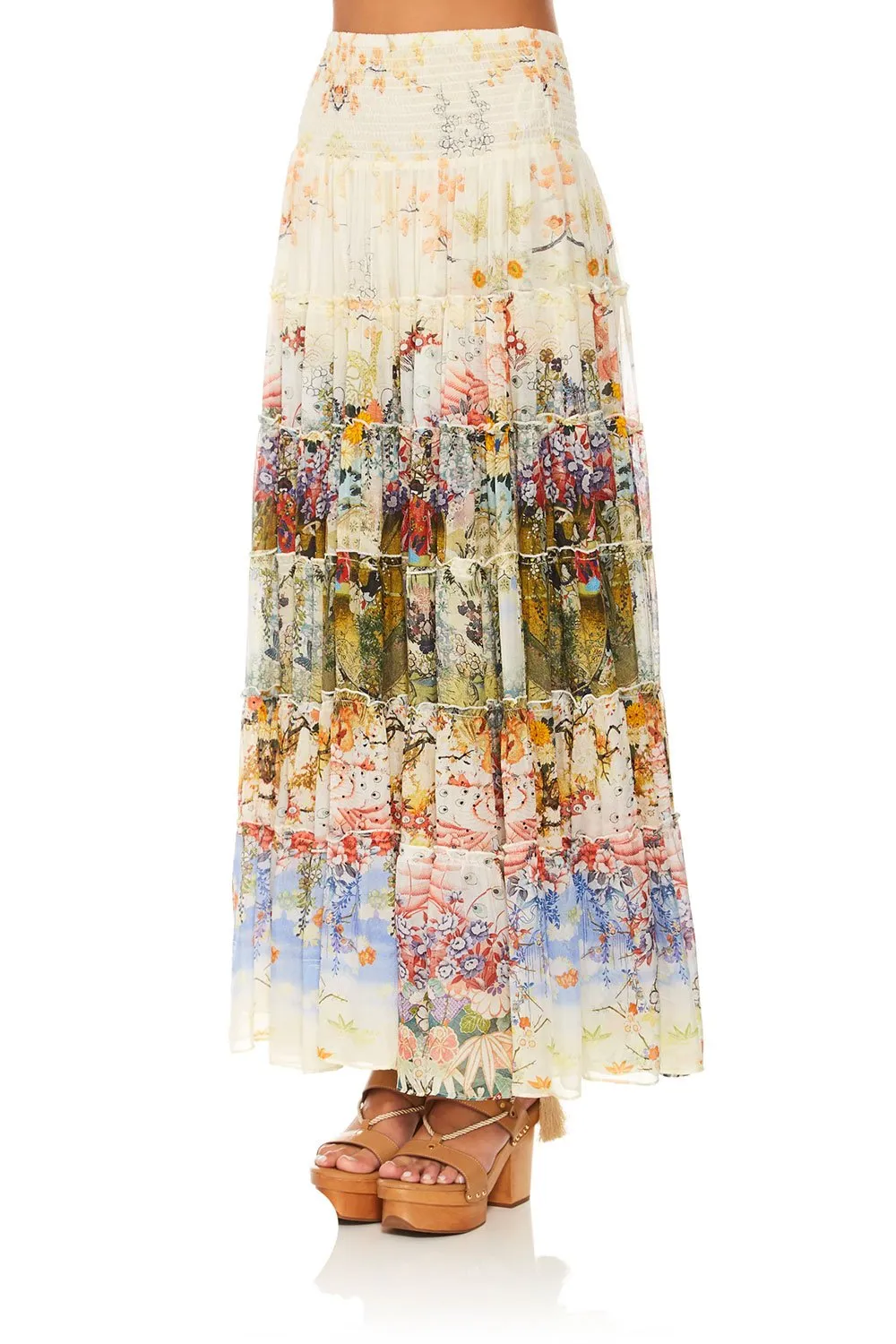 SHEER TIERED MAXI SKIRT LADY LABYRINTH