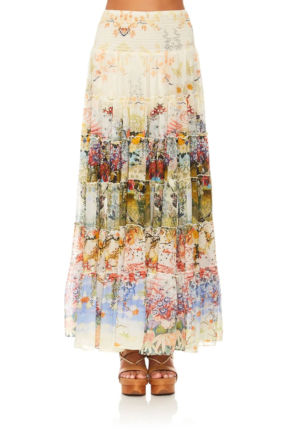 SHEER TIERED MAXI SKIRT LADY LABYRINTH