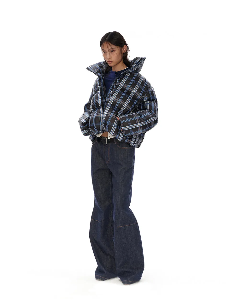Short zipper down jacket