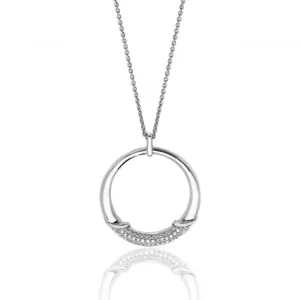 Silver & Co Circle Pendant with Dazzling Cubic Zirconia Detail & Silver Chain, SPG0058CZ