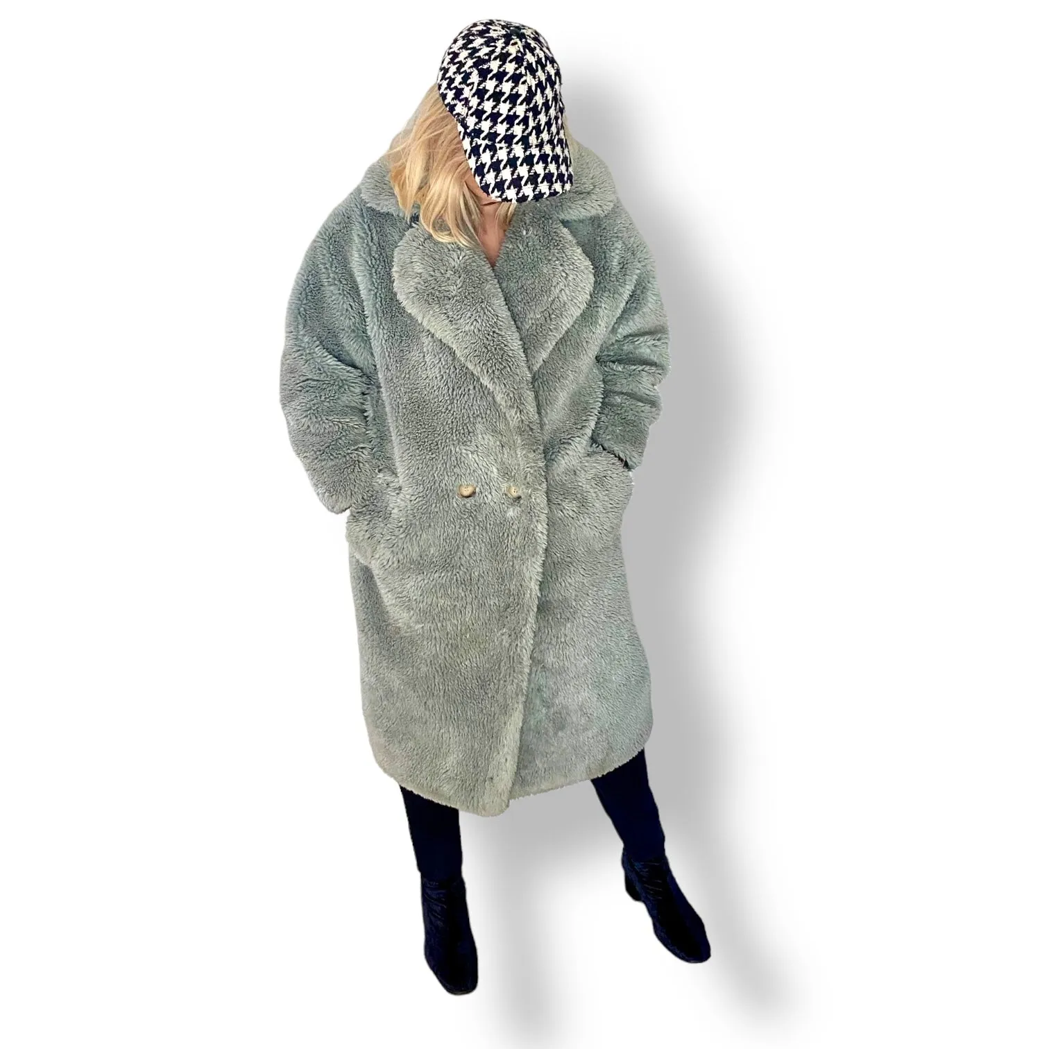 Stunning Icey Blue Faux Fur Coat