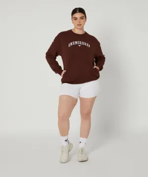 Varsity Crewneck Jumper (Mocha) by OneMoreRep