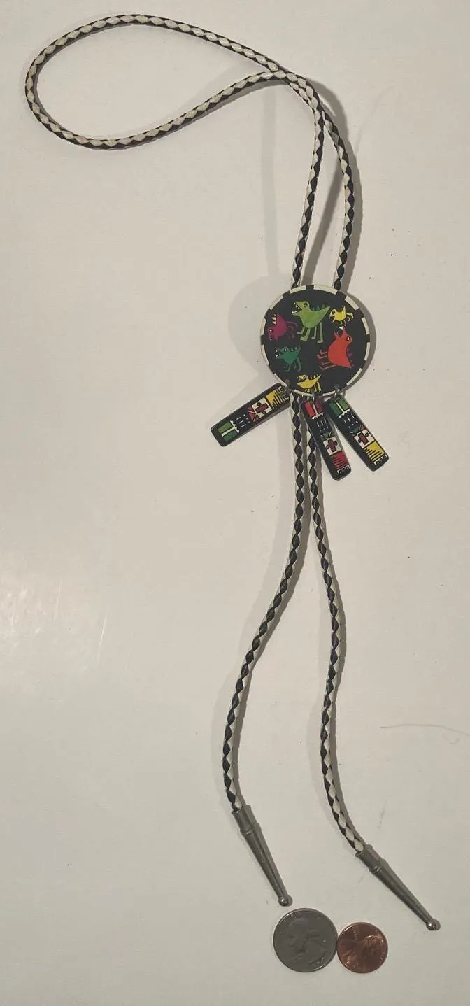 Vintage Metal Bolo Tie, Nice Dinosaur, Bird Design, Nice Western Design, 3 1/4" x 1 3/4", Quality, Heavy Duty, Made in USA, Country