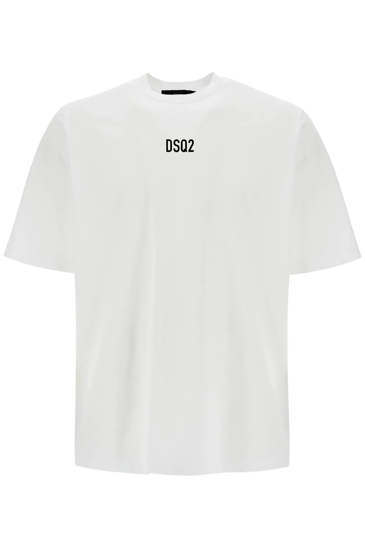 WHITE COTTON T-SHIRT WITH DSQ2 LOGO
