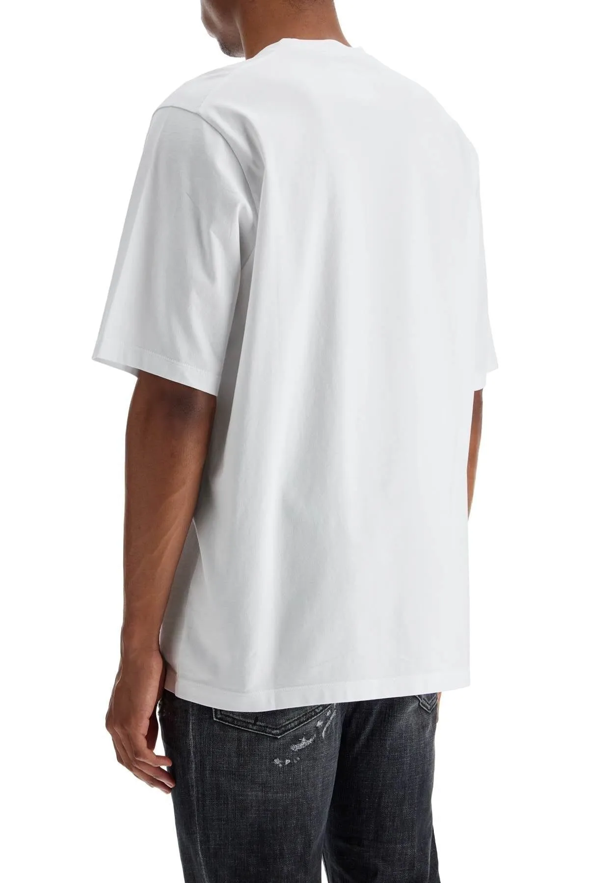 WHITE COTTON T-SHIRT WITH DSQ2 LOGO