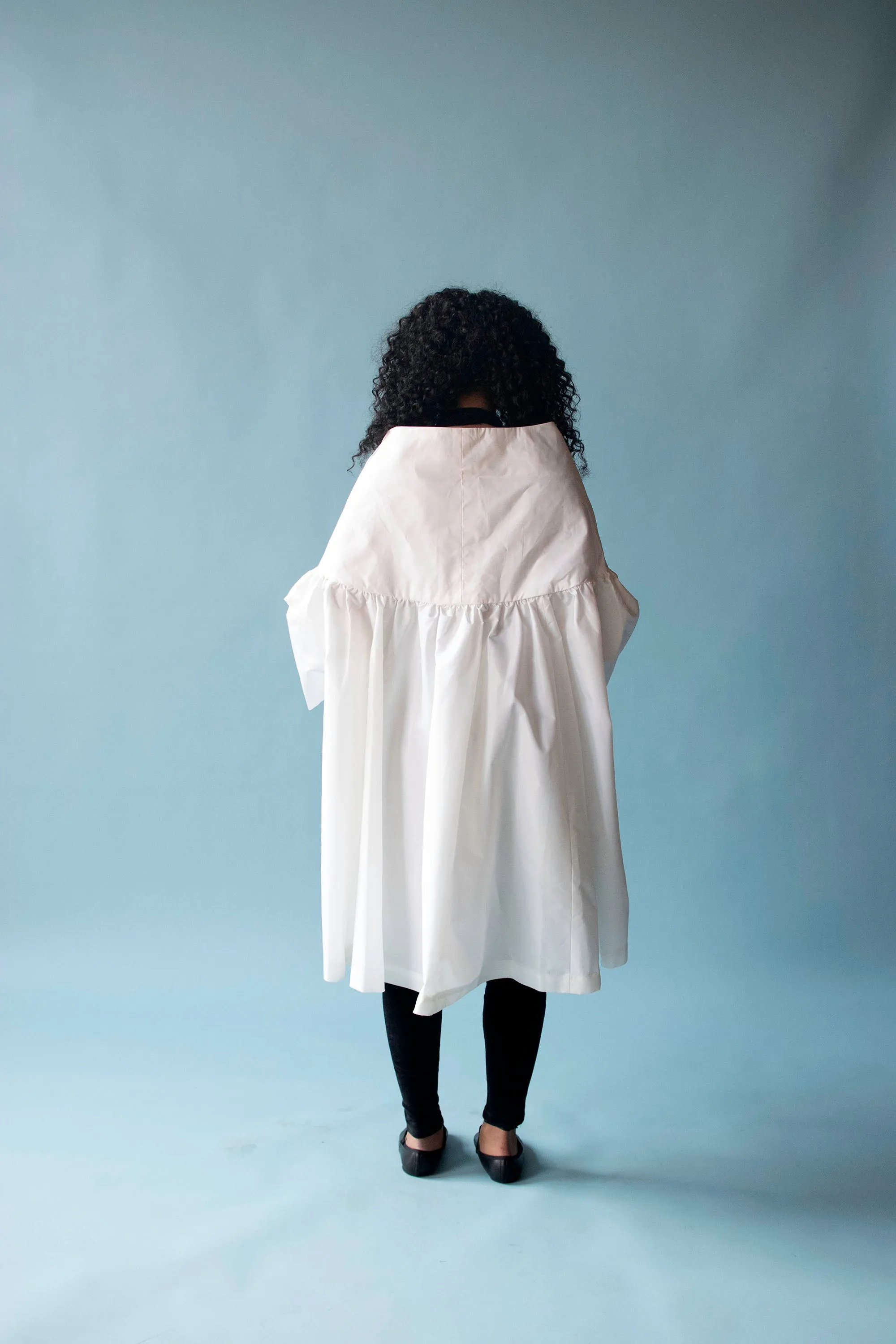 White Taffeta Evening Coat | Victor Costa