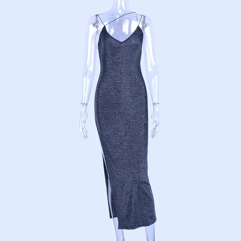 Women's Summer V-Neck Sheath Long Dress With High Split