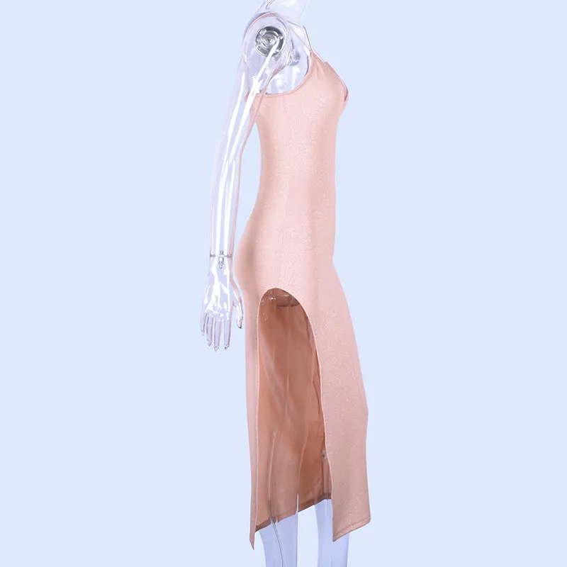 Women's Summer V-Neck Sheath Long Dress With High Split