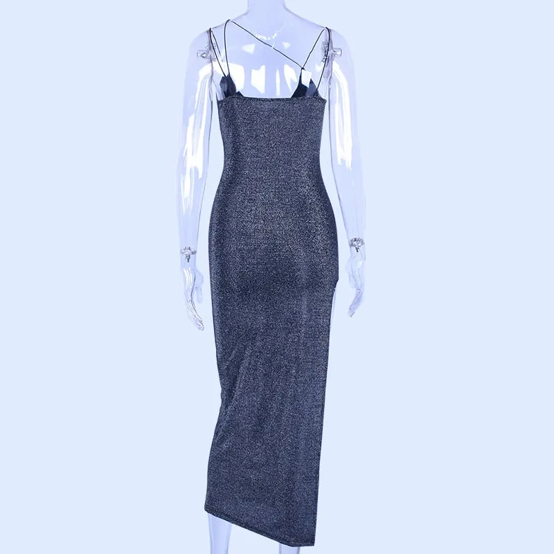 Women's Summer V-Neck Sheath Long Dress With High Split