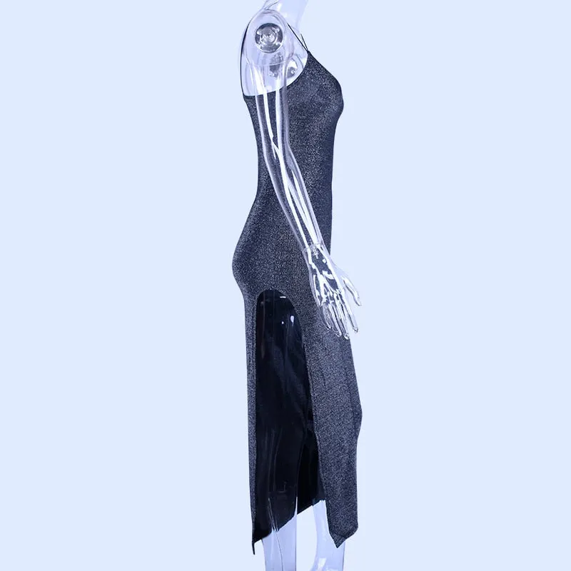 Women's Summer V-Neck Sheath Long Dress With High Split