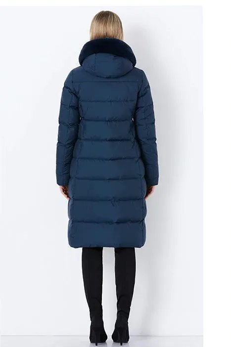 Women's Winter Warm Long Down Coat With Fur On Hood