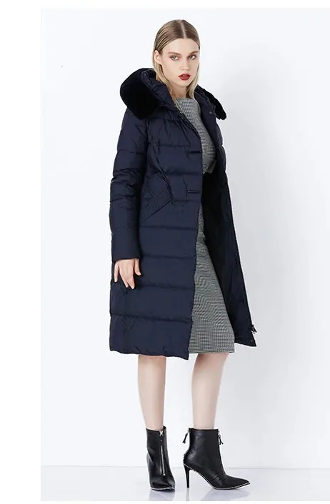 Women's Winter Warm Long Down Coat With Fur On Hood
