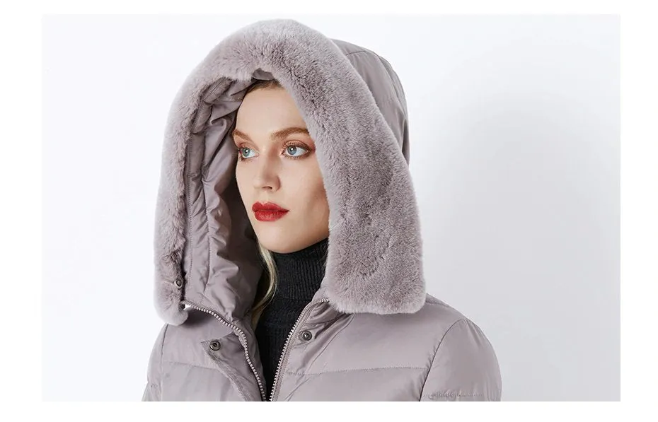 Women's Winter Warm Long Down Coat With Fur On Hood