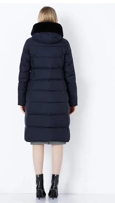 Women's Winter Warm Long Down Coat With Fur On Hood