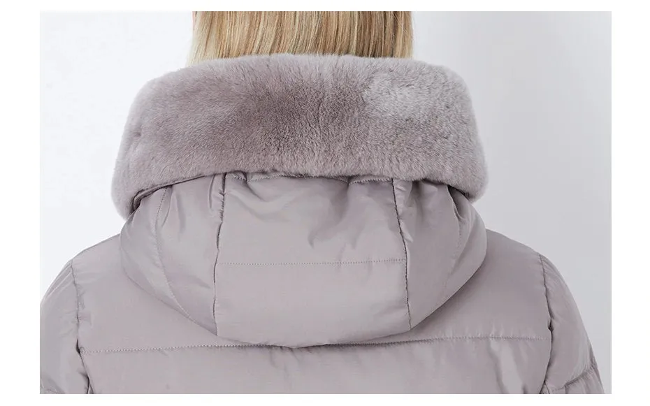 Women's Winter Warm Long Down Coat With Fur On Hood
