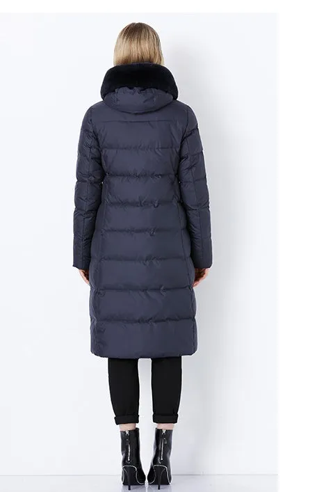 Women's Winter Warm Long Down Coat With Fur On Hood