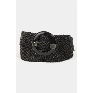 Woven Belt with Acetate Buckle in Black